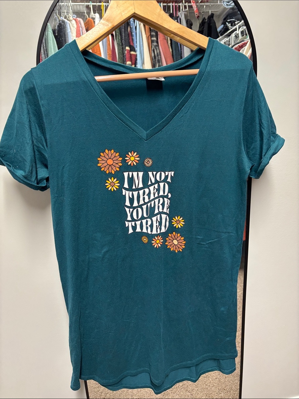 Teal V-Neck Women's Sleep Shirt